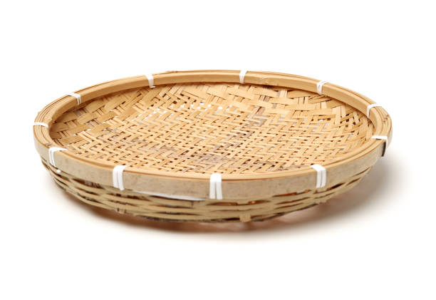 istock Bamboo basket hand made isolated on white background. Woven from bamboo tray. 1163277945