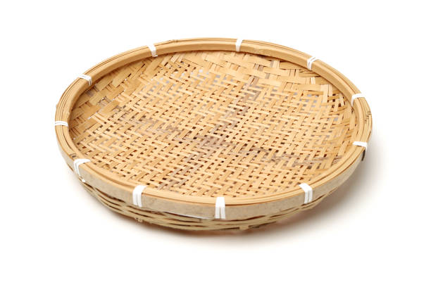 istock Bamboo basket hand made isolated on white background. Woven from bamboo tray. 1163277962