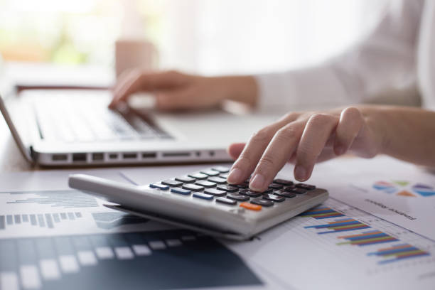 istock Business woman thinking account,accounting 1163278979