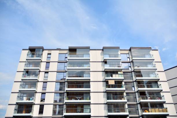 istock Multistory new modern apartment building. 1163285443