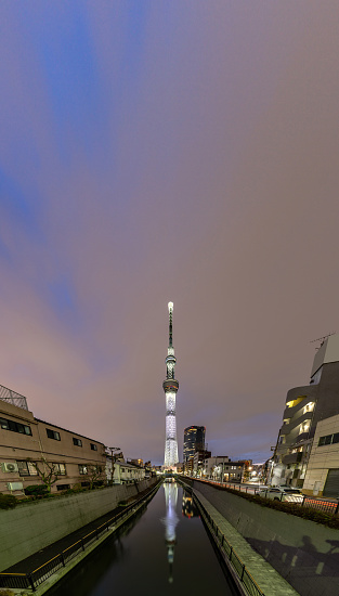 Tokyo skytree sunset in japan. Tokyo Skytree is the highest free-standing structure in Japan and 2nd in the world with over 10million visitors each year.