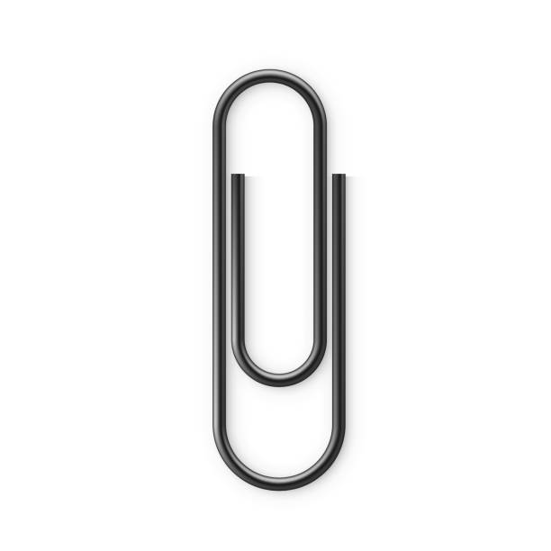istock Black Paperclip icon. Realistic Paper clip attachment with shadow. Attach file business document. Vector illustration isolated on white background 1163290385
