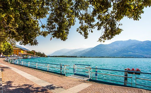 Promenade in Lovere on the Lago d Iseo in Lombardy Italy