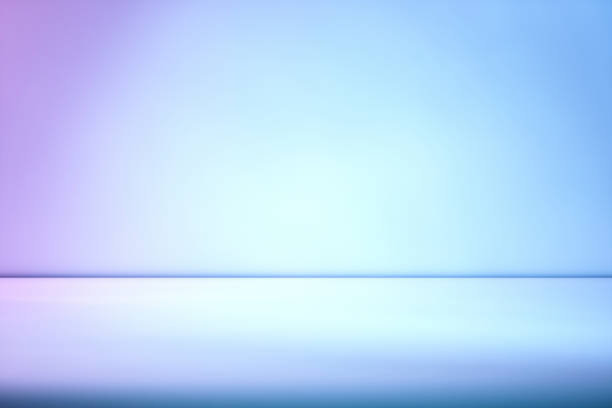 istock Beams of muted gradient purple and blue light, room, background 1163292637