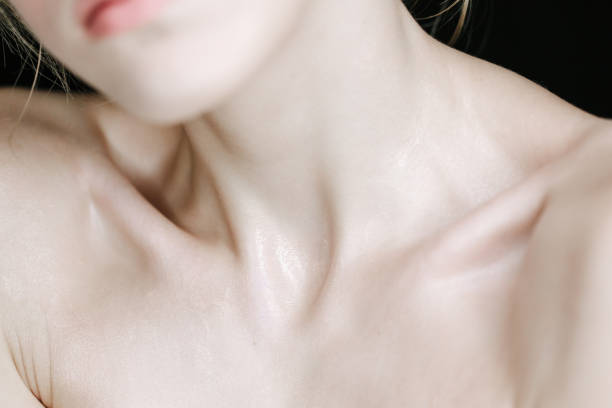 istock Young Model Neck Half Face Chin and Chest Skin 1163292697