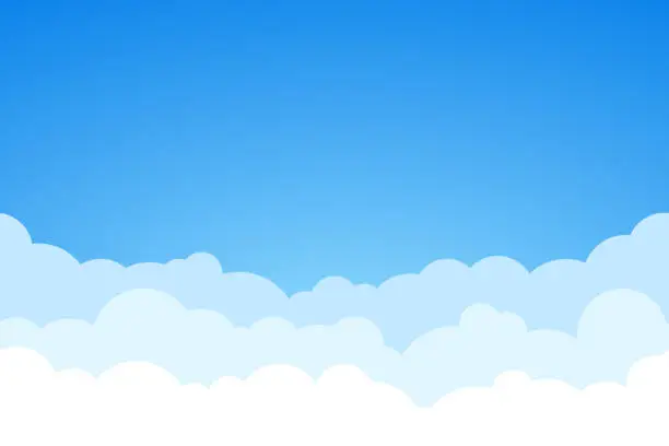 Vector illustration of Blue sky and clouds seamless vector background.