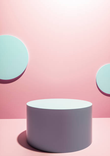 istock Circular podium on pastel pink studio background 1163293072