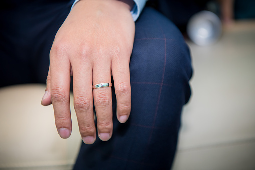 Groom with a wedding ring