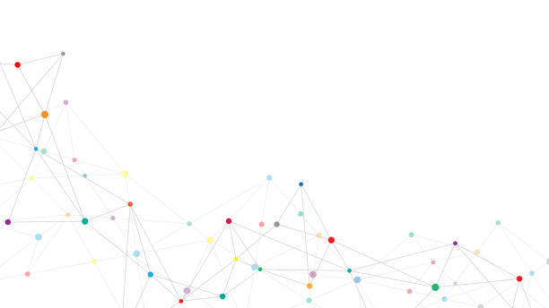 abstrakcyjne tło splotu z łączącymi kropkami i liniami. globalne połączenie sieciowe, technologia cyfrowa i koncepcja komunikacji. - kropkowany ilustracje stock illustrations