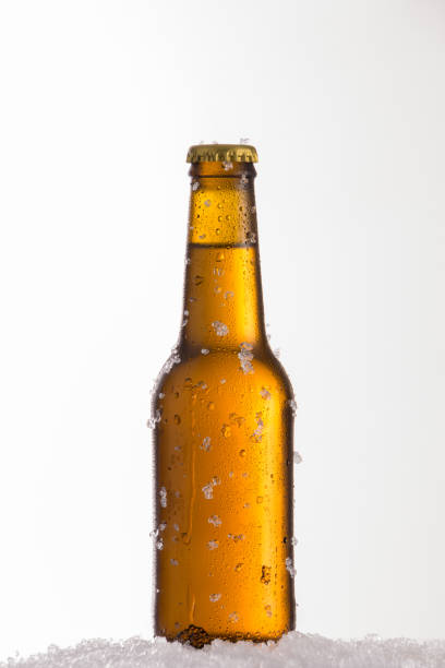 Small closed brown swing top bottle isolated on white background