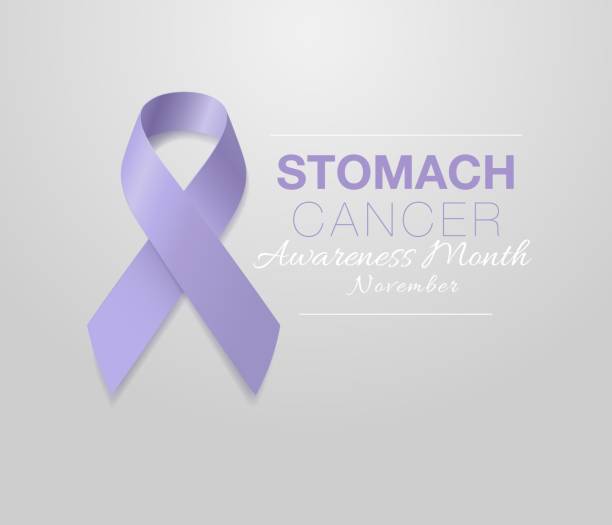 istock Stomach Cancer Awareness Calligraphy Poster Design. Realistic Periwinkle Ribbon. November is Cancer Awareness Month. Vector 1163300518