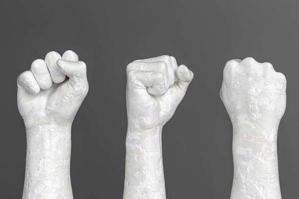 istock Hand Fist white sculpture set isolated, 1163302898