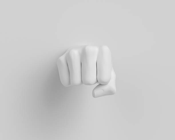 White fist in the wall, White fist in the wall, fist punch forward bump, hand gesture, 3d illustration. revolution photos stock pictures, royalty-free photos & images