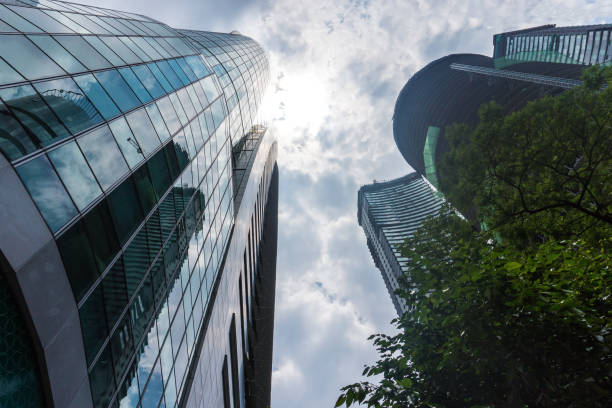 istock Abstract building. blue glass wall of skyscraper 1163306718