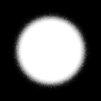 Grainy white circle on black background