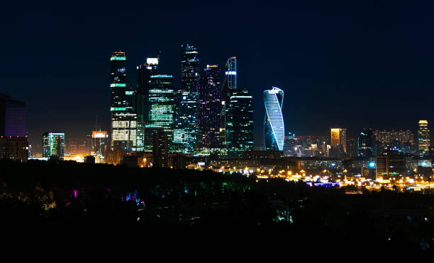 istock Modern Moscow city at night 1163312971