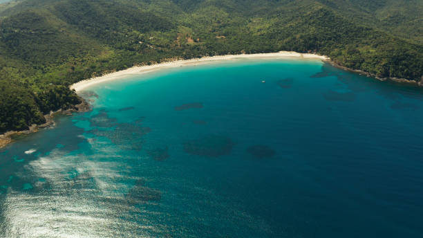 istock Tropical beach with white sand, view from above 1163313667