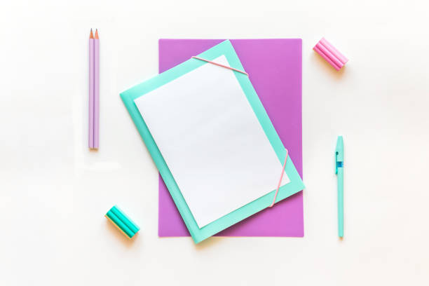 istock Stationery, back to school. On white background, flatlay, isolated, mock up. Top view. Copy space. 1163314208