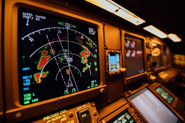 Cockpit radar Cockpit radar showing thunderstorms up ahead radar stock pictures, royalty-free photos & images