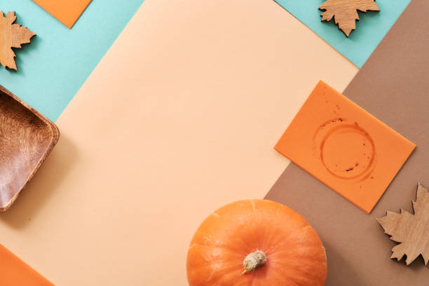 istock Autumn geometric paper background with copy-space 1163320419
