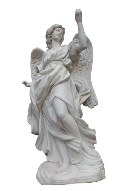 Photo of European church winged angel sculpture，Ps path map