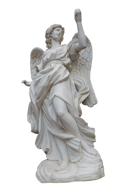 european church winged angel sculpture，ps path map - statue imagens e fotografias de stock