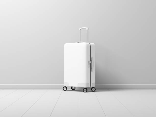 istock White Suitcase Luggage mockup in white room 1163329424