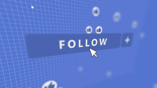 Social Media Follow Button Mouse Pointer Still image showing a social media activity with a mouse pointer cursor photos stock pictures, royalty-free photos & images