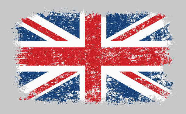 illustrazioni stock, clip art, cartoni animati e icone di tendenza di grunge vecchia illustrazione vettoriale bandiera britannica del regno unito - brtish flag