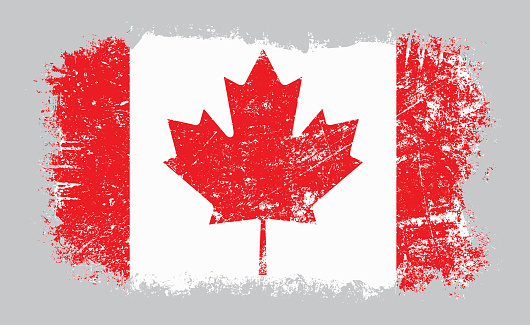 Vector illustration of grunge old distressed Canadian flag isolated on grey background