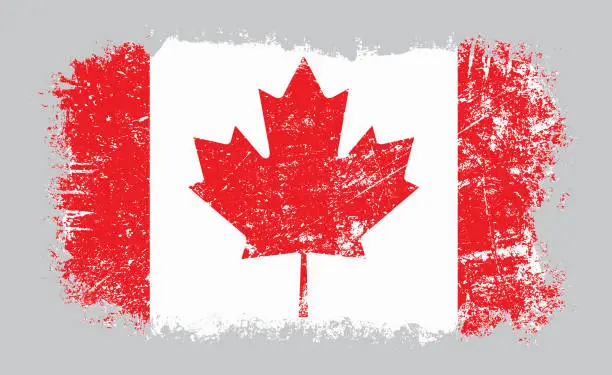 Vector illustration of Grunge old Canadian flag vector illustration
