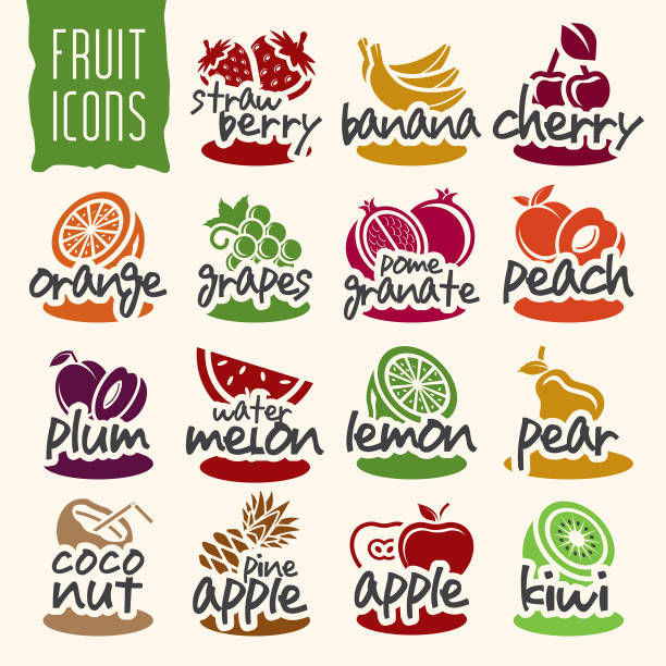 Ready design vector fruit icon set - ilustração de arte vetorial