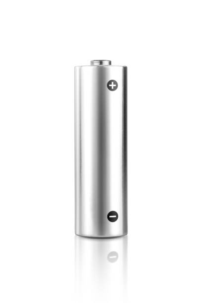 metallic alkaline battery AA-size isolated on white background with clipping path