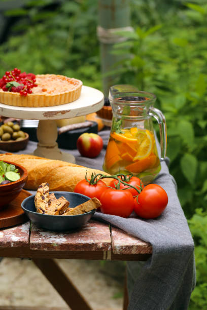 istock picnic in nature, pies and salads 1163333930