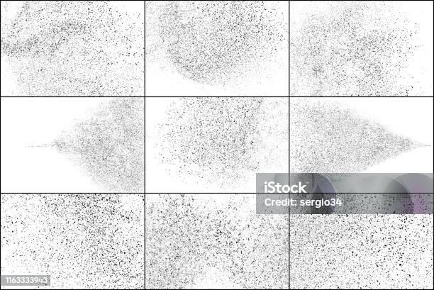 Vetores de Partículas De Ruído Áspero Escuro Elementos Ajustados Do Vetor e mais imagens de Abstrato