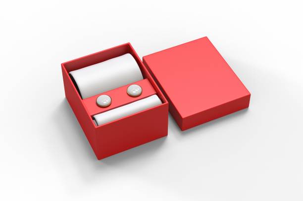 istock Gift set for men silk tie, pocket square and cuff links set for branding. 3d illustration. 1163335829