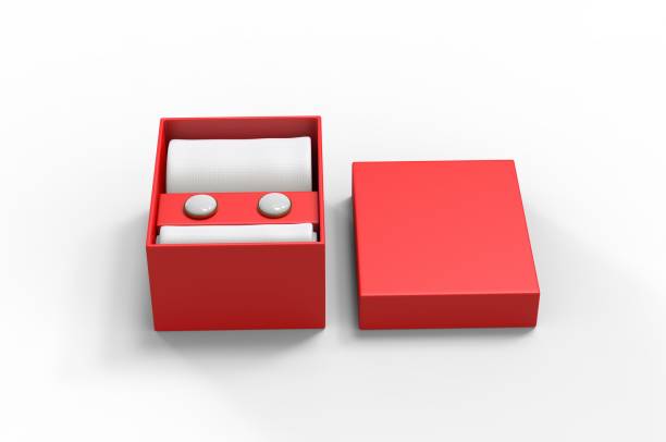istock Gift set for men silk tie, pocket square and cuff links set for branding. 3d illustration. 1163335848