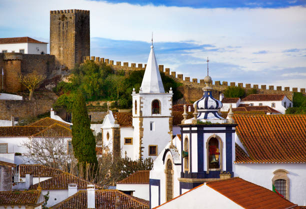 View from the City Wall of the Beautiful Village of Obidos, Portugal View from the city wall of the beautiful village of Obidos, Portugal obidos photos stock pictures, royalty-free photos & images
