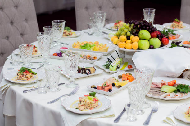 istock Delicious dishes on the festive table in the restaurant. Serving table. 1163339336