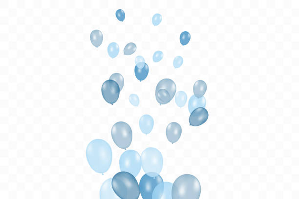 istock Boy's birthday. Composition of vector realistic blue balloons isolated on transparent background. Balloons isolated. For Birthday greeting cards or other designs 1163342495