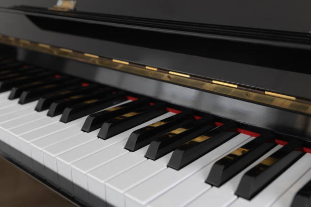 istock Closeup of an piano keyboard with selective focus. 1163342635
