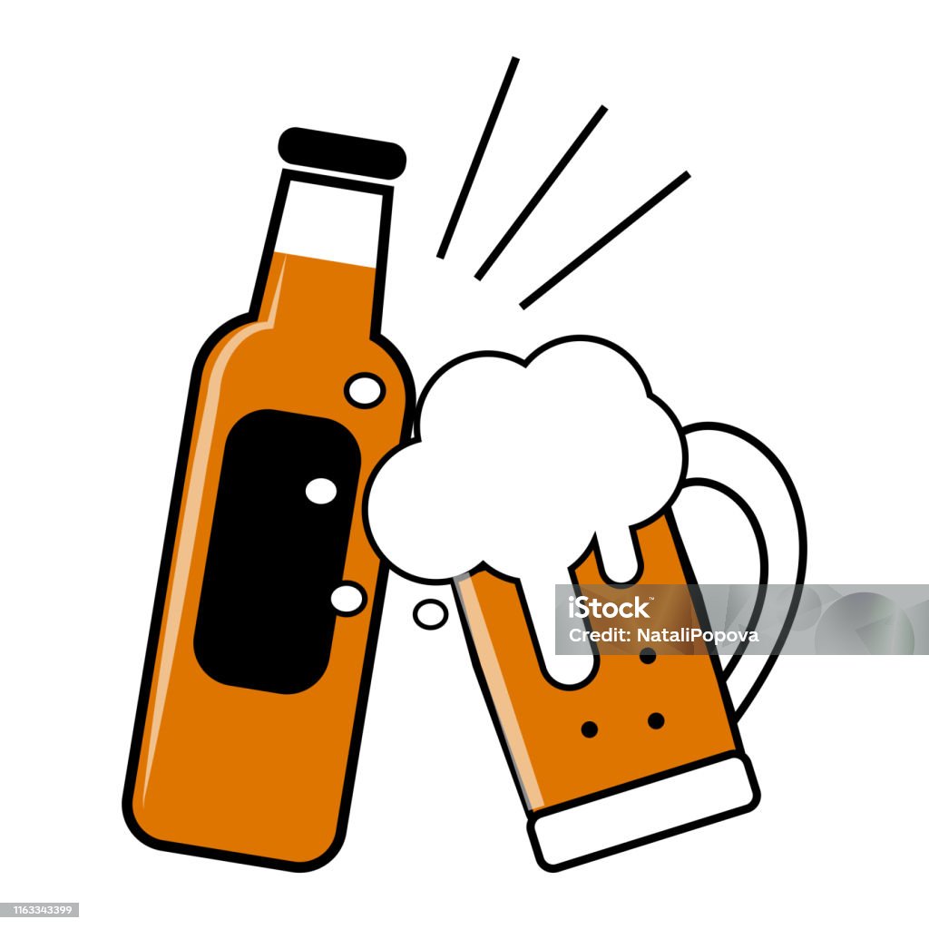 Lễ Hội Bia Một Chai Và Một Ly Bia Gõ Vào Nhau Bánh Mì Nướng Hình ...