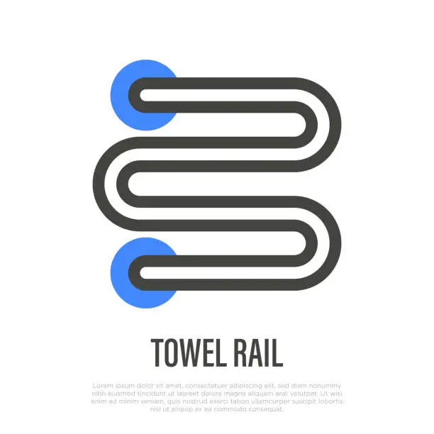 Vector illustration of Towel rail thin line icon. Vector illustration of bathroom equipment.