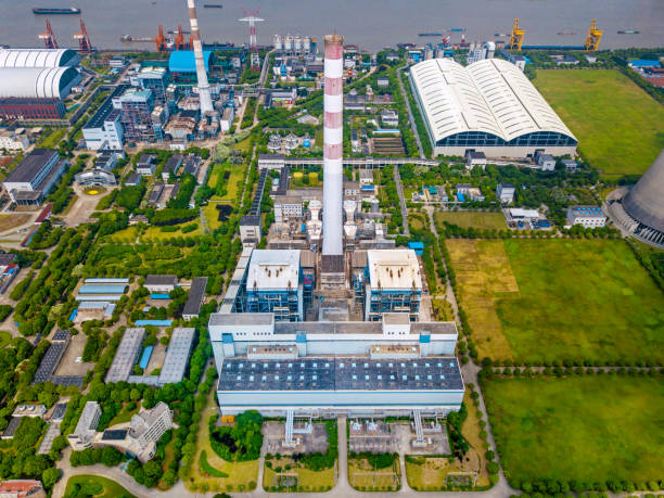 istock Power plant aerial view 1163351045