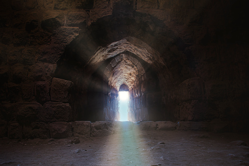 Narrow medieval tunnel, Italy