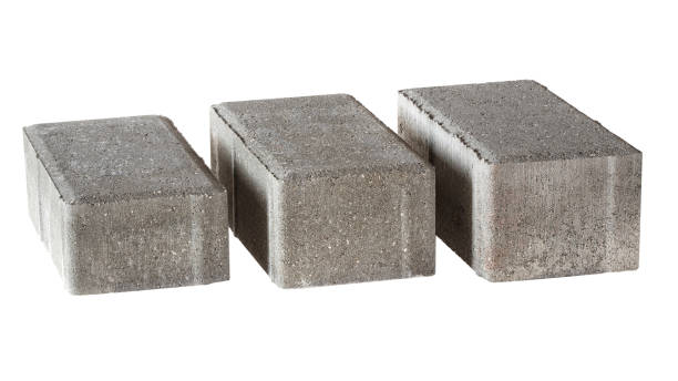 istock Samples of paving slabs of different heights. Studio frame isolated on white background. 1163354364