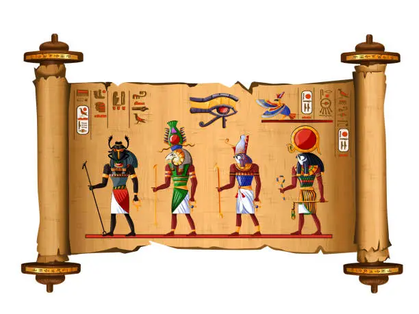 Vector illustration of Ancient Egypt papyrus scroll cartoon vector