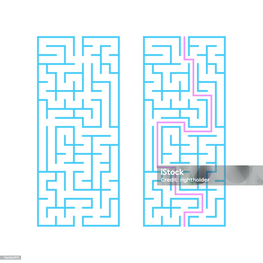 Labyrinth Drawing Rectangle Rectangular Labyrinth With A Blue Stroke A Game For Children Simple ...