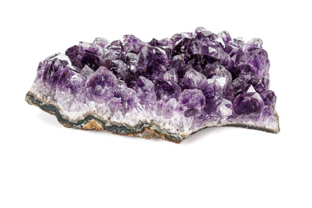 istock Amethyst Crystal Druse  macro mineral on white background 1163362266