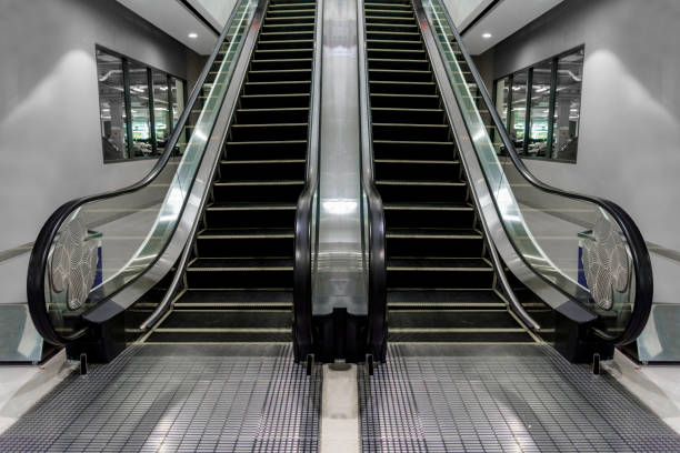 istock Luxury escalators, modern, with a staircase that looks good with class. 1163362608